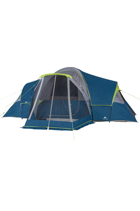 10-Person Dome Tent with Screen Porch 3-Room Family Camping Tent with Weather Protection