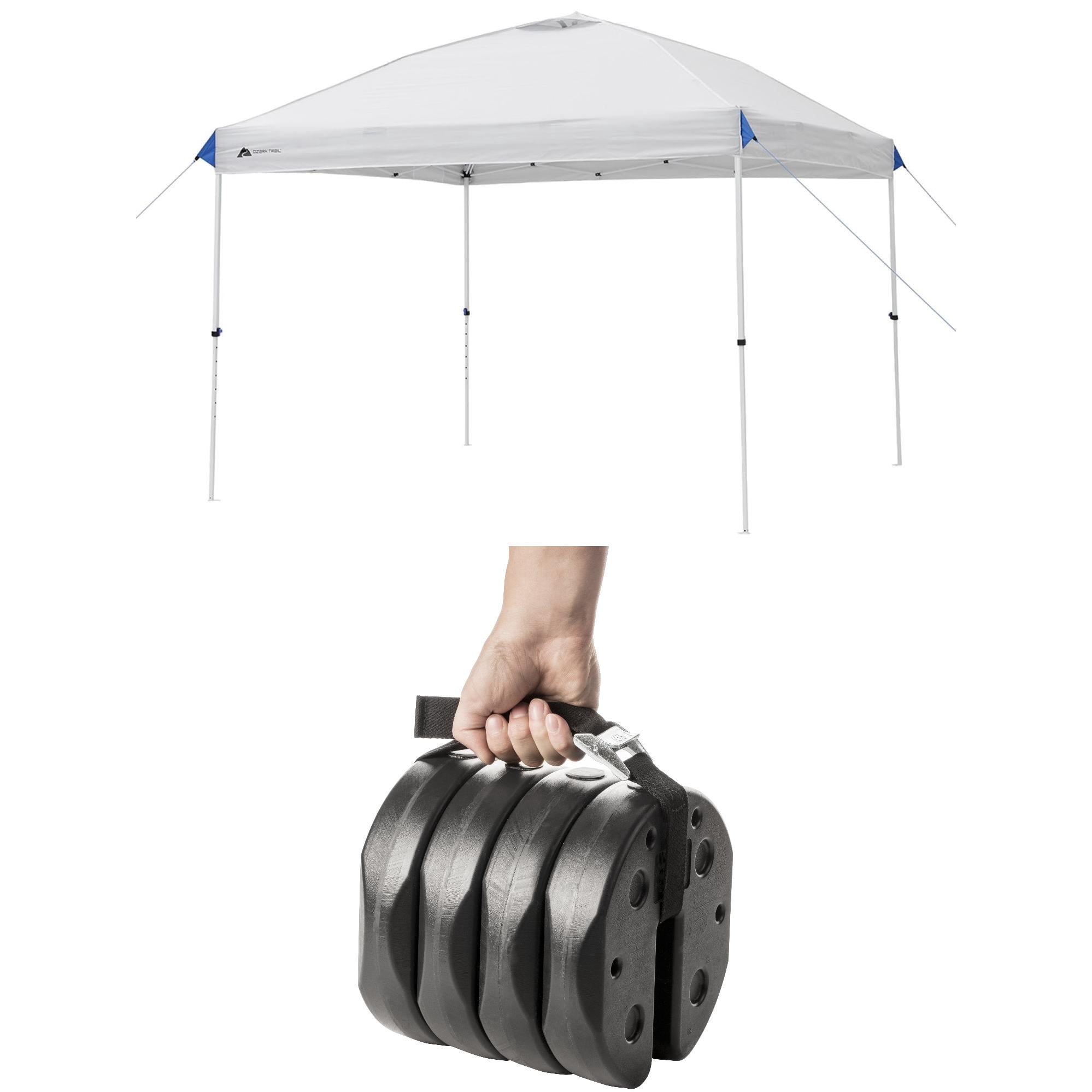 Ozark Trail 10 ft x 10 ft Instant Pop Up Canopy with 30 lb Canopy Weight Set Bundle