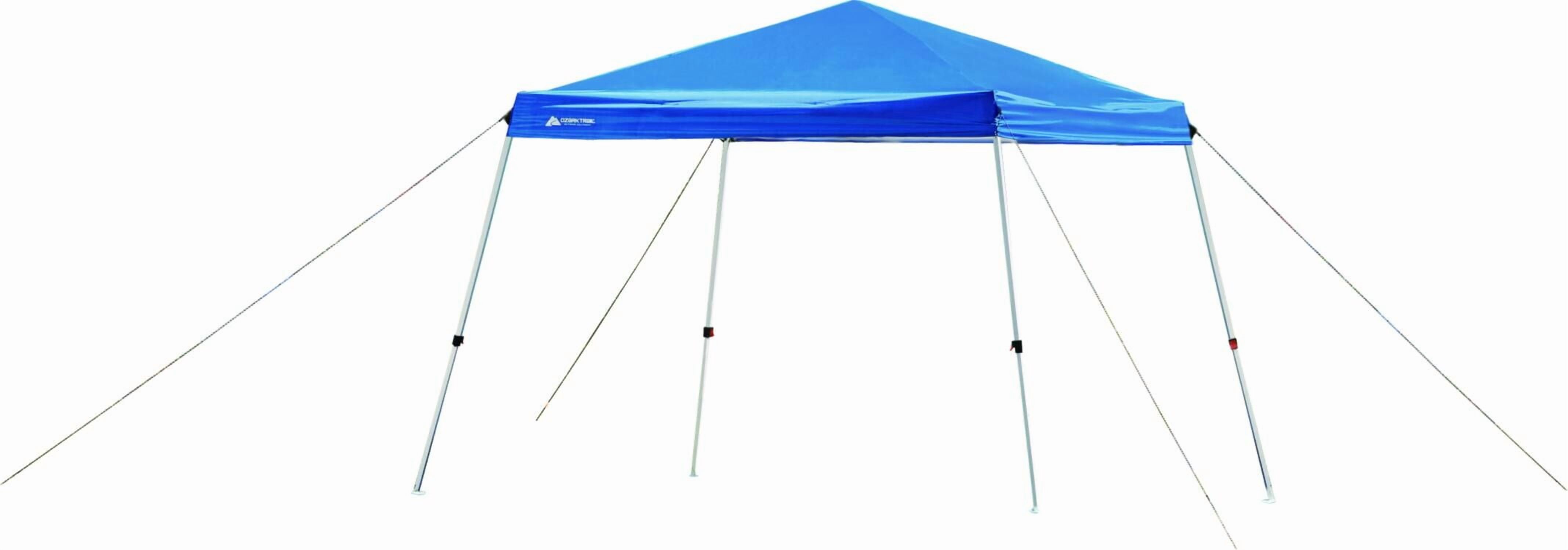 Carpa tipo toldo de 10' x 10' de instalación instantánea con patas inclinadas, color azul