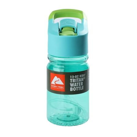 Ozark Trail 12 oz Kids Tritan Plastic Flip-Top Water Bottle, Mint & Teal