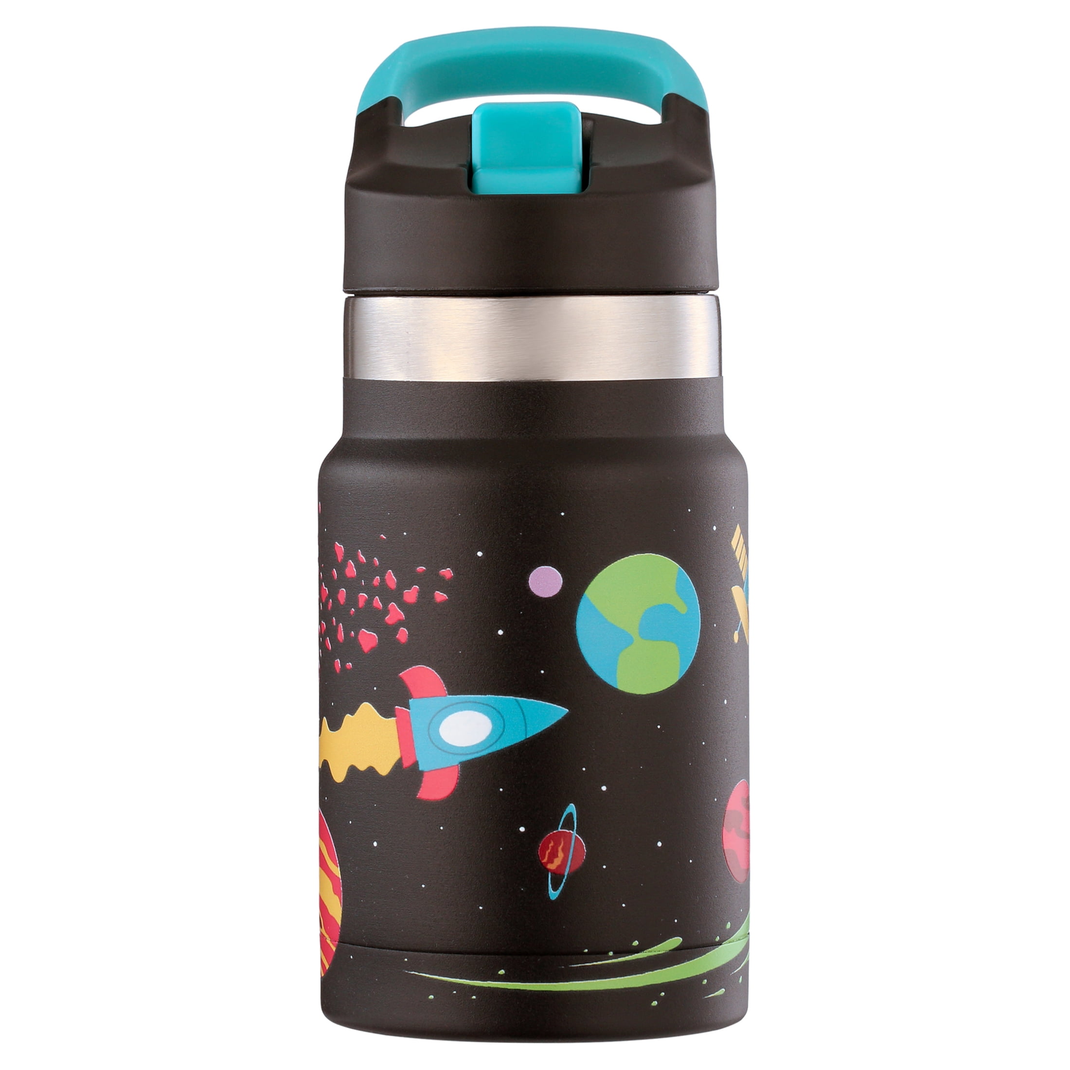 Ozark Trail 12oz Double-Wall Stainless Steel Kid's Flip-Top Bottle – Space-Themed, Spill-Proof & Insulated