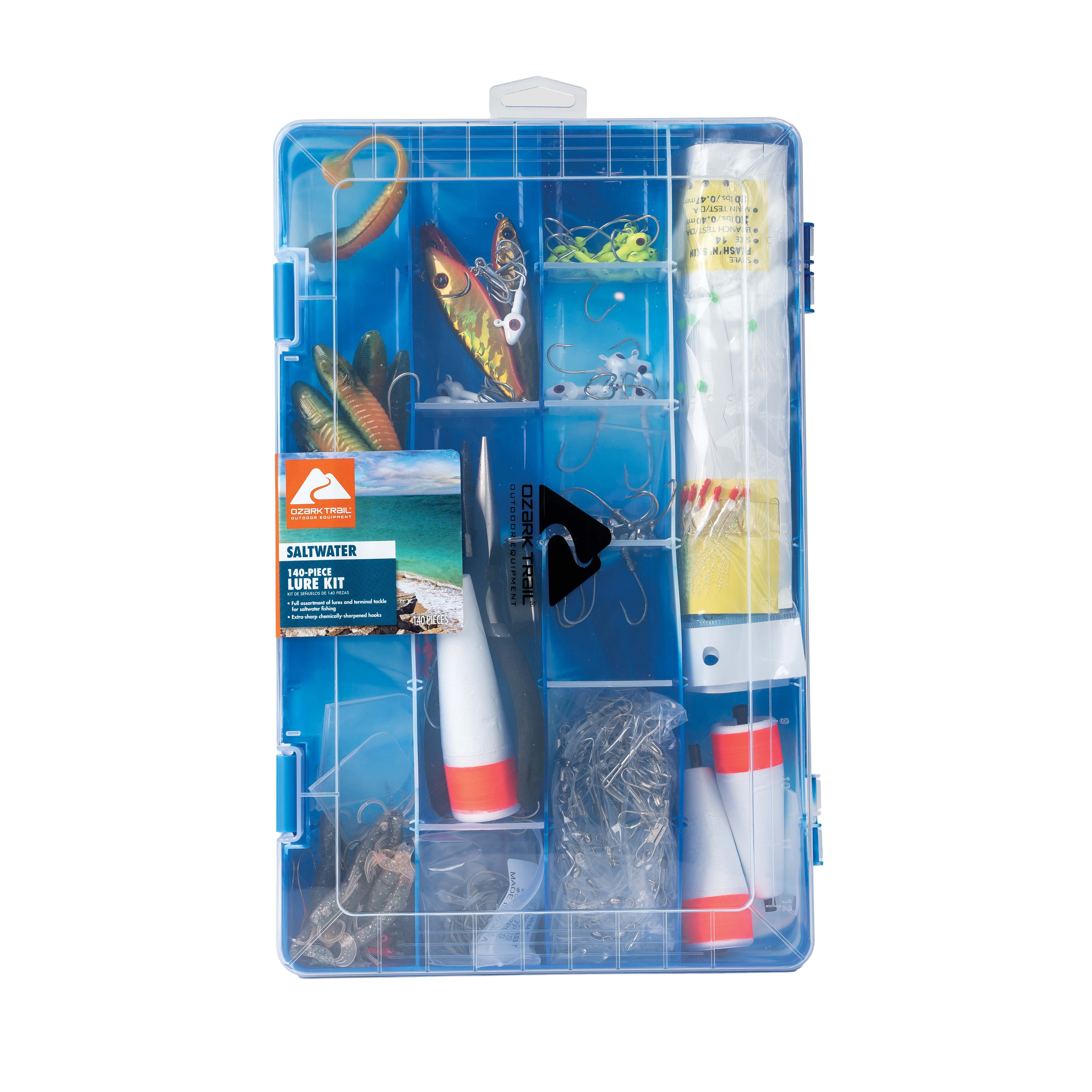 Ozark Trail 140pc Saltwater Kit Plastic Fishing Tackle Storage Box Included. Storage Box with Included Tackle