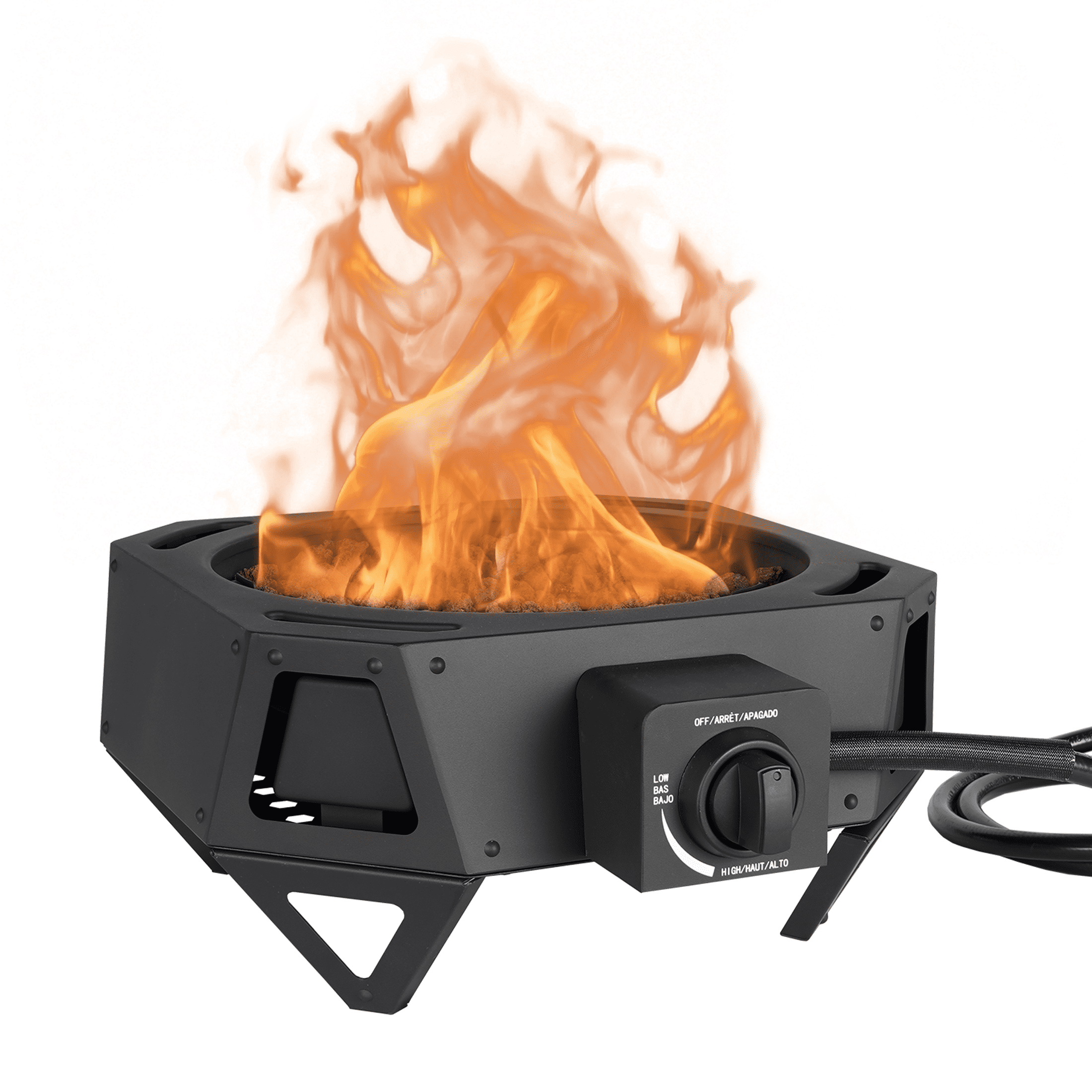 15" Black Steel Square Propane Portable Fire Pit with Locking Lid