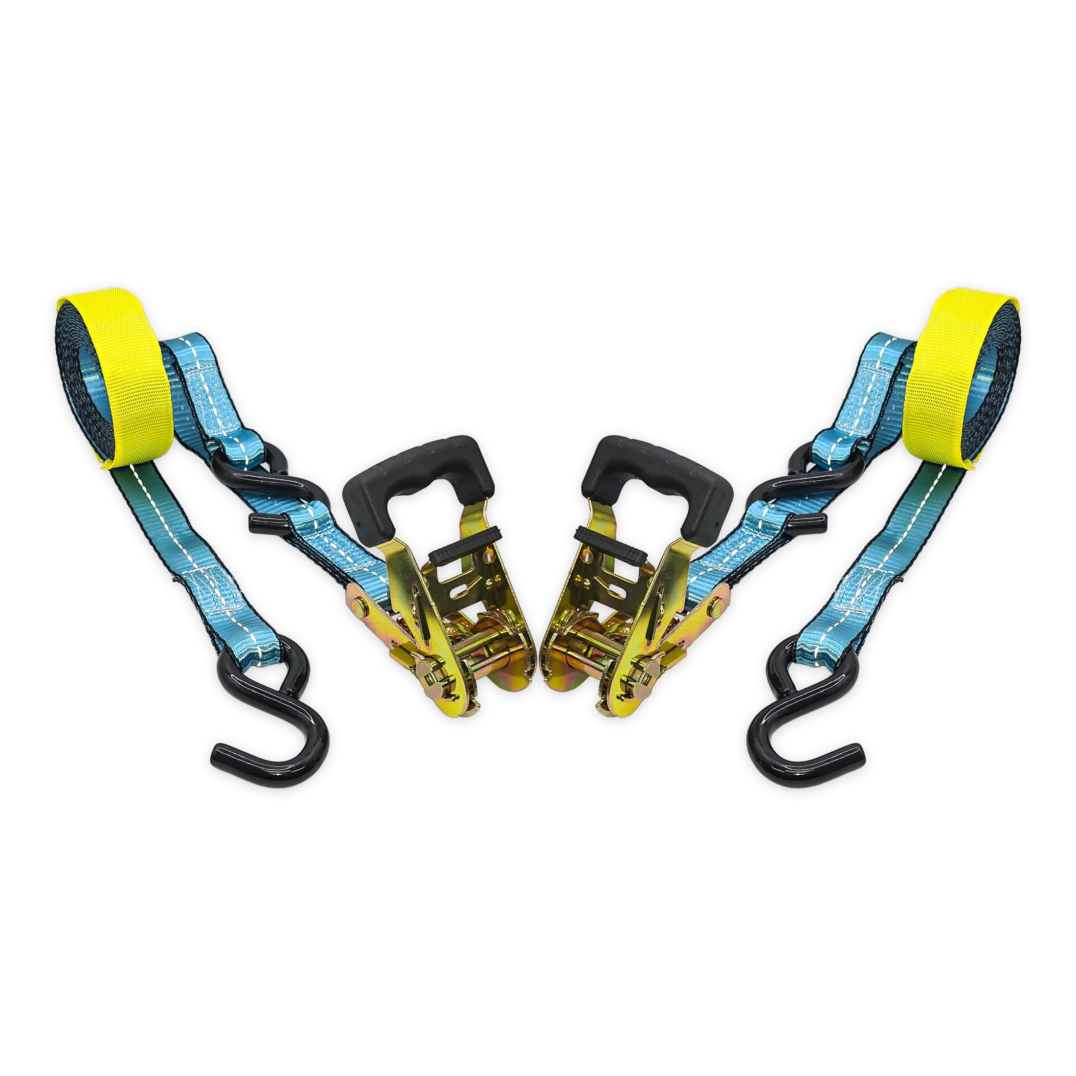 Ozark Trail 15-Ft Ratchet Tie Down Straps, 2-Pack, 1,000 lb WLL, Blue