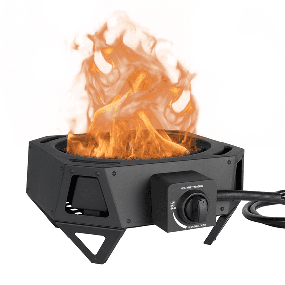 Open Box Ozark Trail 15 Inch Propane Black Steel Portable Fire Pit with Locking Lid