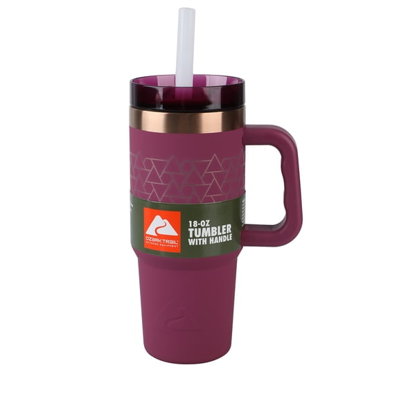 Ozark Trail 18 oz Insulated Stainless Steel Tumbler with Handle, Violet Magenta