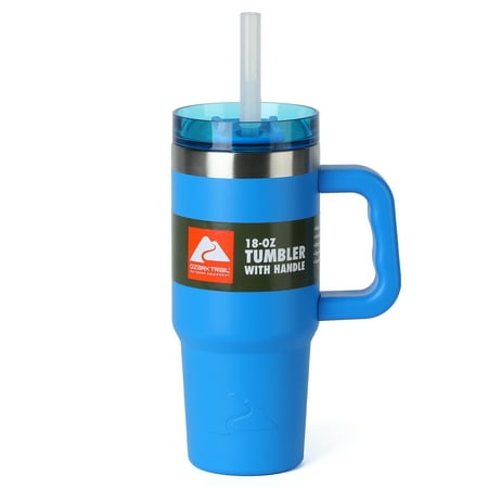 Ozark Trail 18 oz Insulated Stainless Steel Tumbler With Handle, Electric Blue