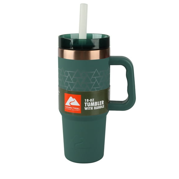 Ozark Trail 18 oz Insulated Stainless Steel Tumbler with Handle, Dark Green