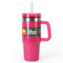 Ozark Trail 18 oz Insulated Stainless Steel Tumbler with Handle, Pink Shimmer
