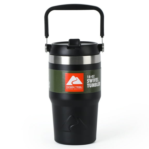 Ozark Trail 18 oz Insulated Stainless Steel Tumbler with Swivel Handle, Black