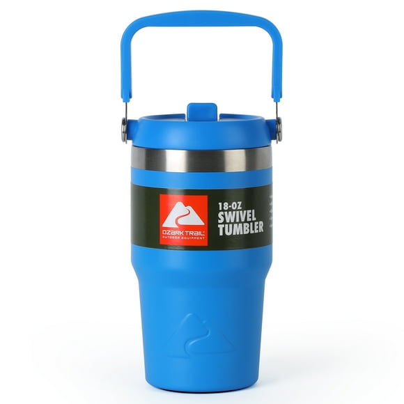 Ozark Trail 18 oz Insulated Stainless Steel Tumbler with Swivel Handle, Electric Blue