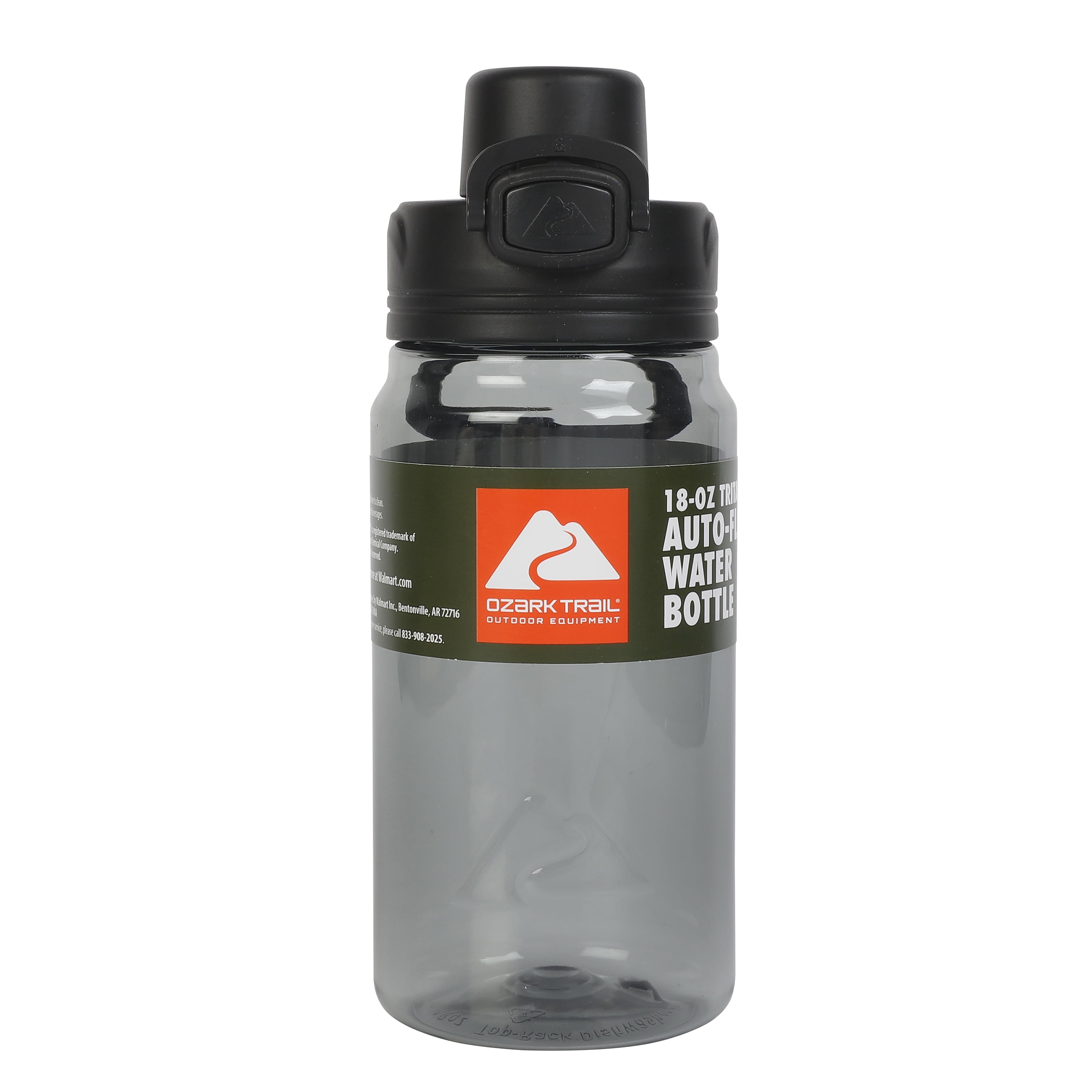 Ozark Trail 18 oz Tritan Plastic Flip-Top Lid Water Bottle, Gray