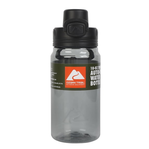 Ozark Trail 18 oz Tritan Plastic Flip-Top Lid Water Bottle, Gray