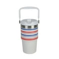 thumbnail image 1 of Ozark Trail 18 oz Swivel Tumbler, White with Red/Blue Stripes, 1 of 8