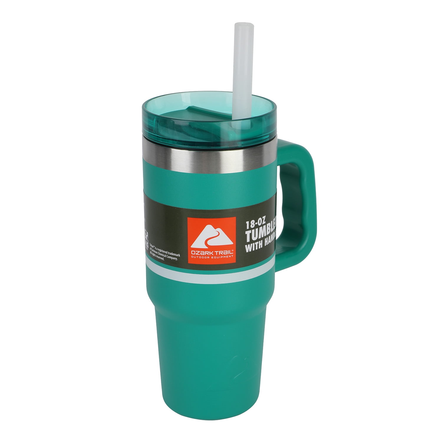 Ozark Trail 18 oz Tumbler with Handle, Stripe Serrano Pepper