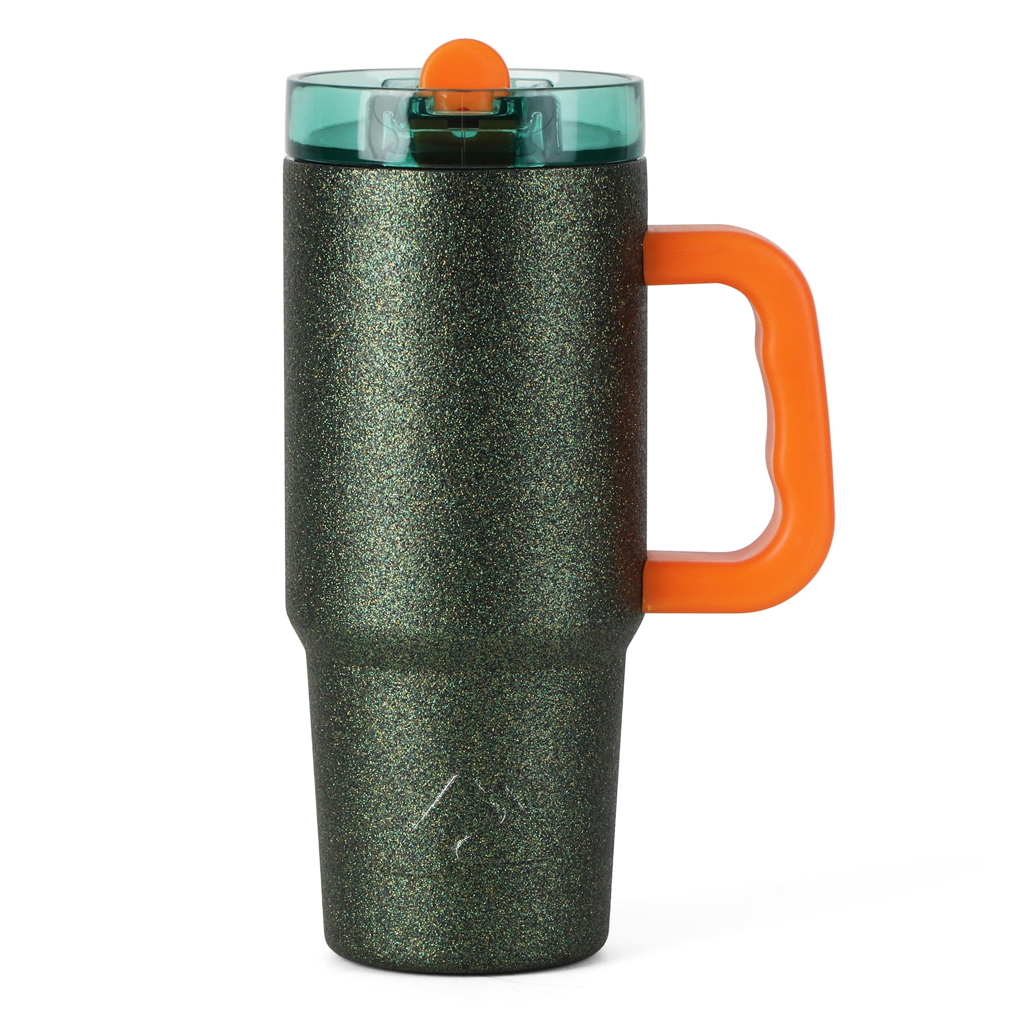 Ozark Trail 18 oz Limited Edition Stainless Steel Insulated Tumbler with Handle, Green Glitter