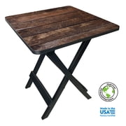 Ozark Trail 19-inch Plastic Folding Outdoor Camp Side Table, Brown Wood Print