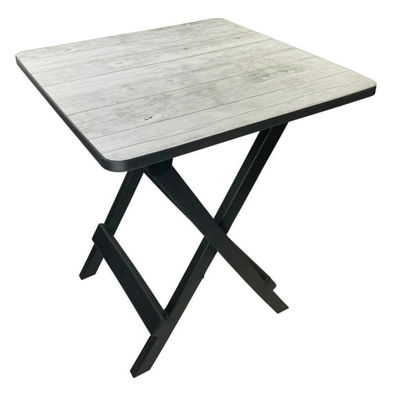 Ozark Trail 19-inch Plastic Folding Outdoor Camp Side Table, Gray Wood Grain