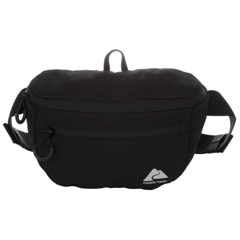 Ozark Trail Adjustable Belt Unisex Fanny Packs 2.5 Ltr, Polyester, Black Solid Print