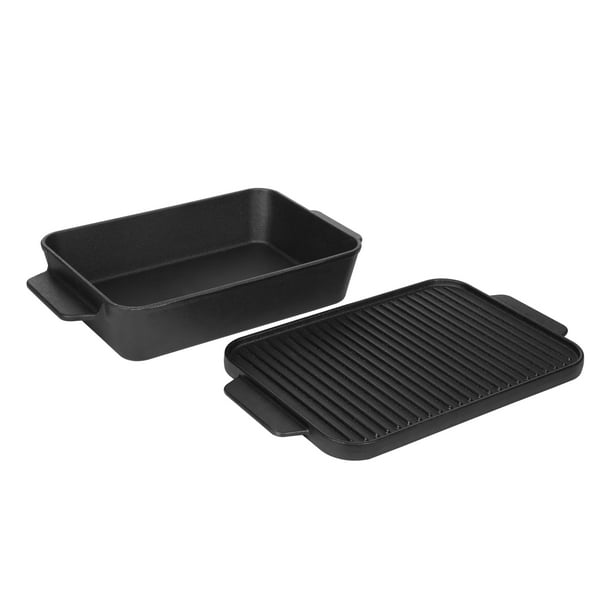 Ozark Trail 2 Piece Cast Iron Deep Pan Set with Reversible Griddle Lid