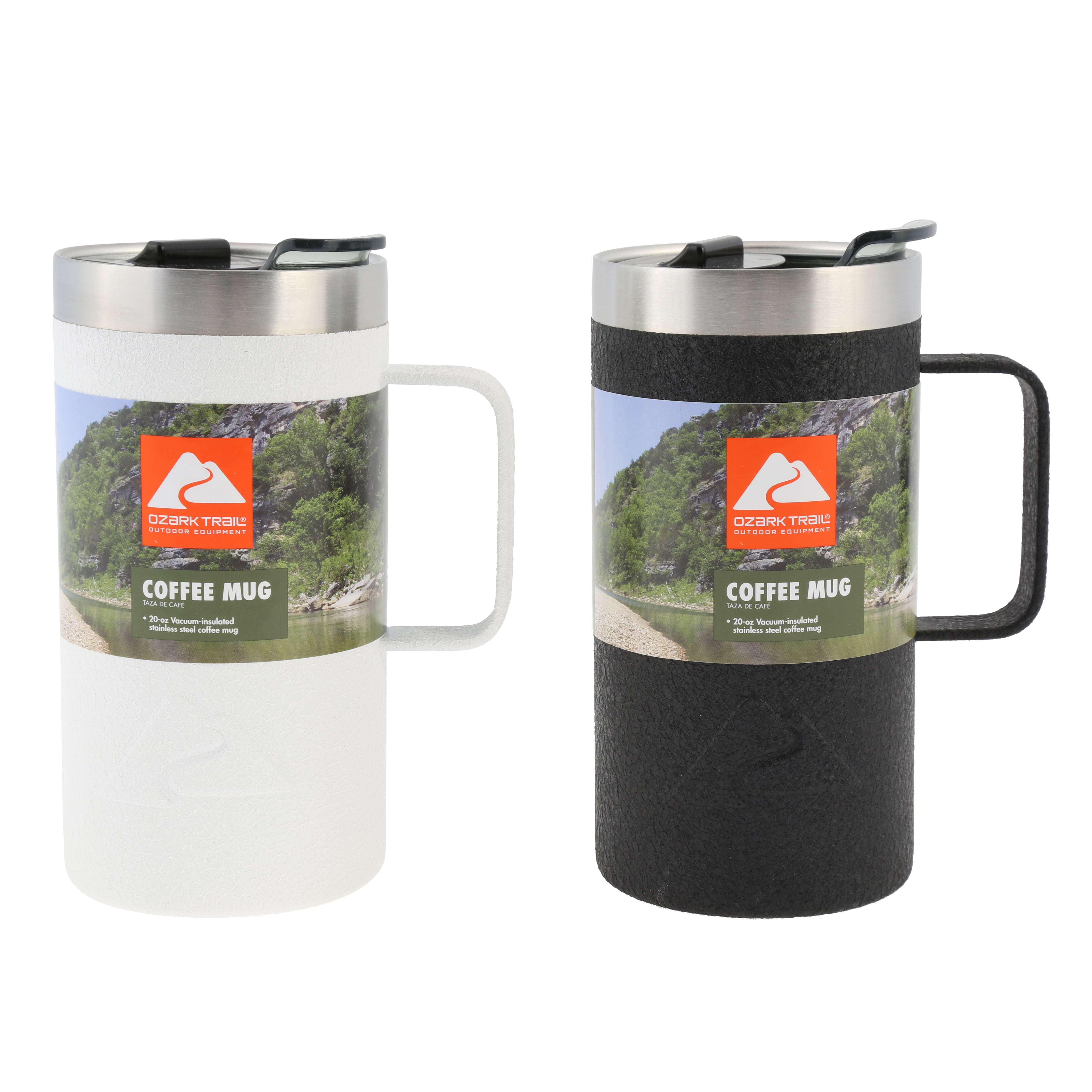 Ozark Trail 20 Ounce Double Wall Vacuum Sealed Stainless Steel Coffee Mug  Set 2 Pack 