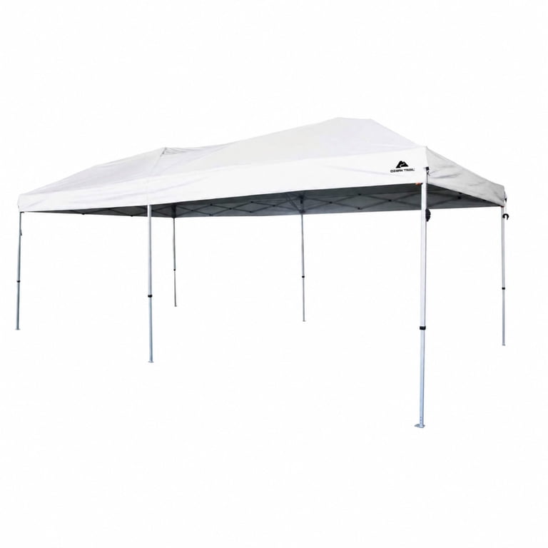 Ozark Trail 20' x 10' White Pop-up Outdoor Canopy with Wheeled Bag
