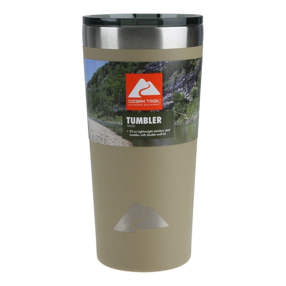 Ozark Trail 22 oz Double Wall Vacuum Sealed Stainless Steel Tumbler. Tan
