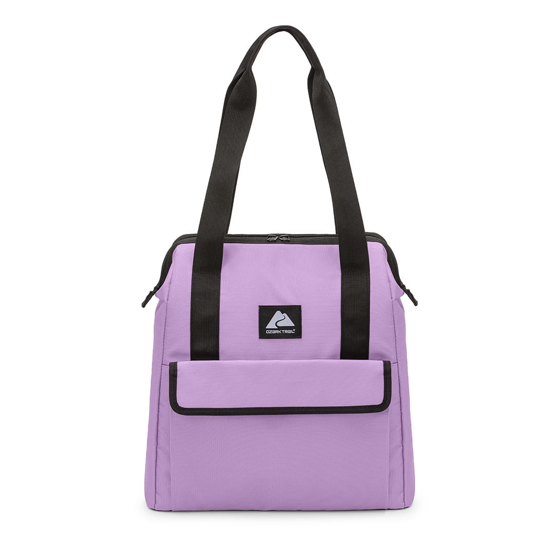 Purple Polyester Insulated Tote Bag with Wide Mouth Opening