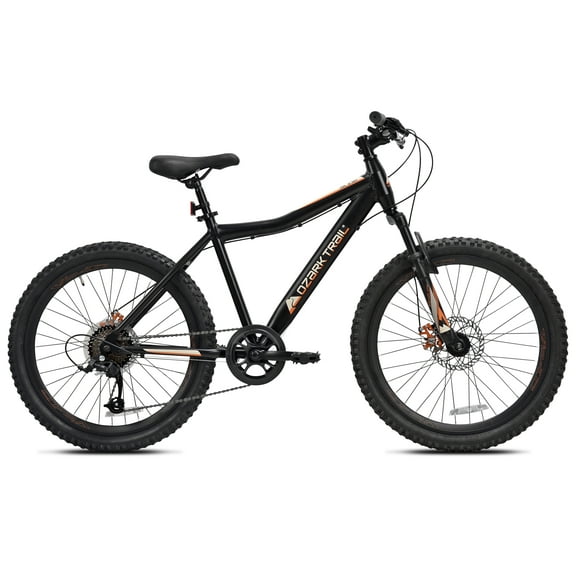Ozark Trail 24" Glide Mountain Bike, 8 Speed, Black, Teen, Unisex