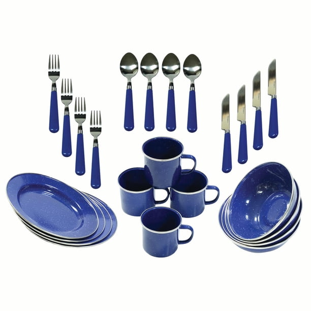 Free Shipping! Ozark Trail Enamel Dinnerware Set 24 Pieces for