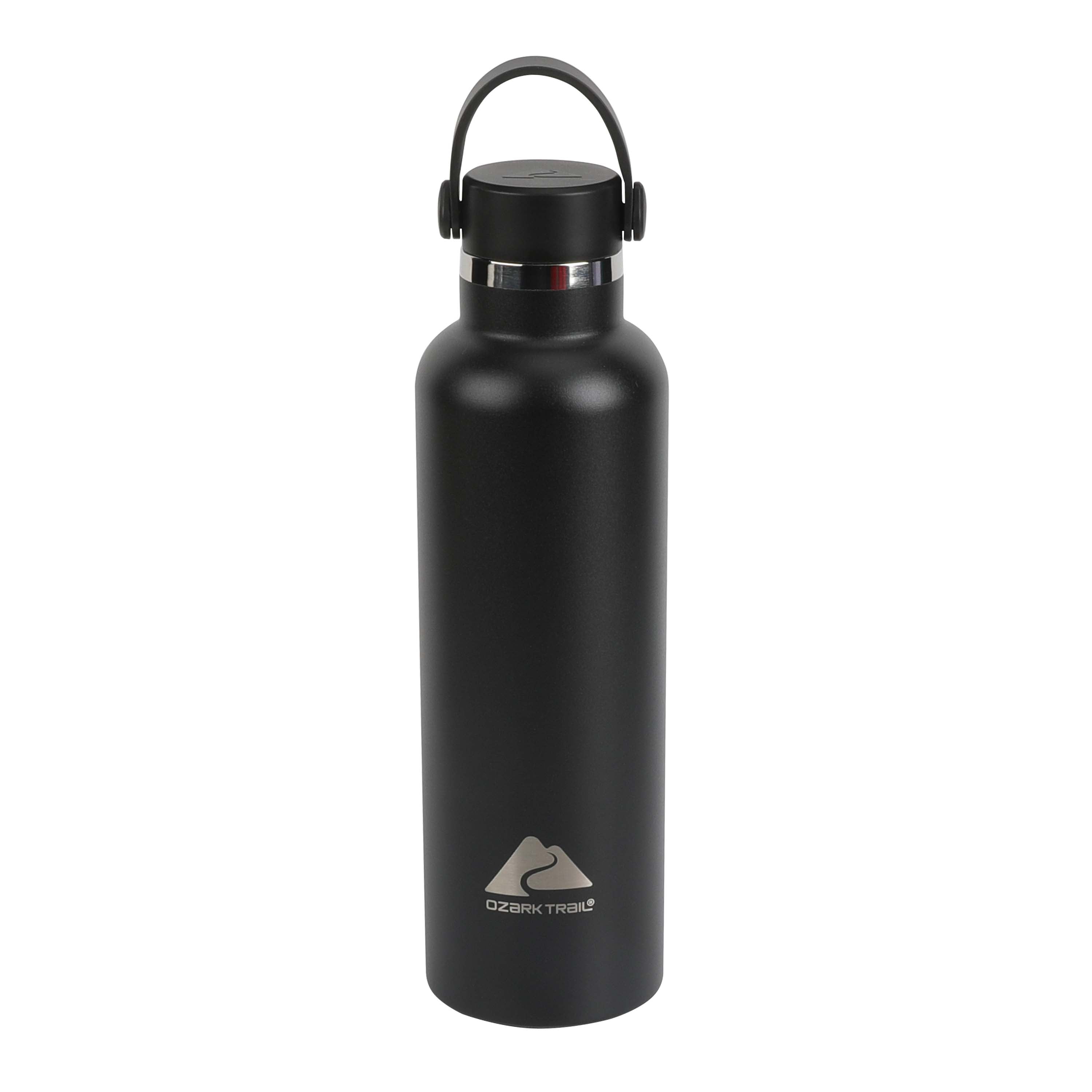 Ozark Trail 24 oz Vacuum-Insulated Stainless Steel Water Bottle with Handle, Black