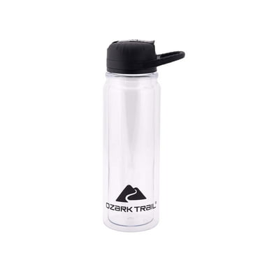 Ozark Trail 24ounce Double-Wall Tritan Water Bottle with Flip Straw Lid, Clear