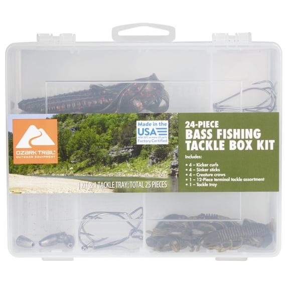 Ozark Trail 24Piece Bass Fishing Tackle Box Kit