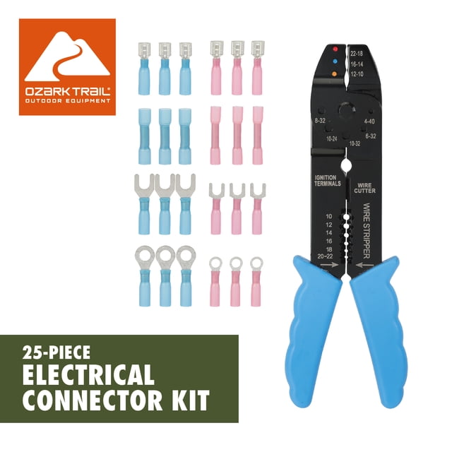 Ozark Trail 25-Piece Electrical Repair Kit with 8 in Wire Stripper and Heat-Shrink Terminals