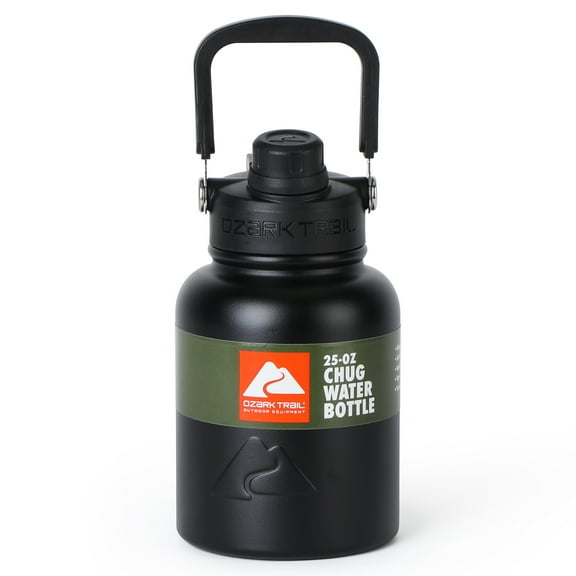 Ozark Trail 25 oz Insulated Stainless Steel Chug Bottle, Black