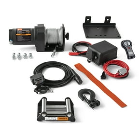 Ozark Trail 2500 lb 12V DC Electric ATV Winch with 50ft. Steel Rope Mounting Bracket, Black