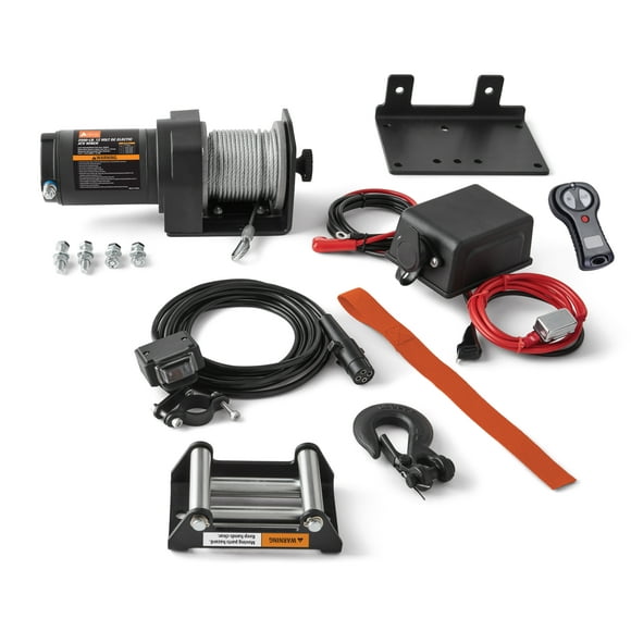 Ozark Trail 2500 lb 12V DC Electric ATV Winch with 50ft. Steel Rope Mounting Bracket, Black
