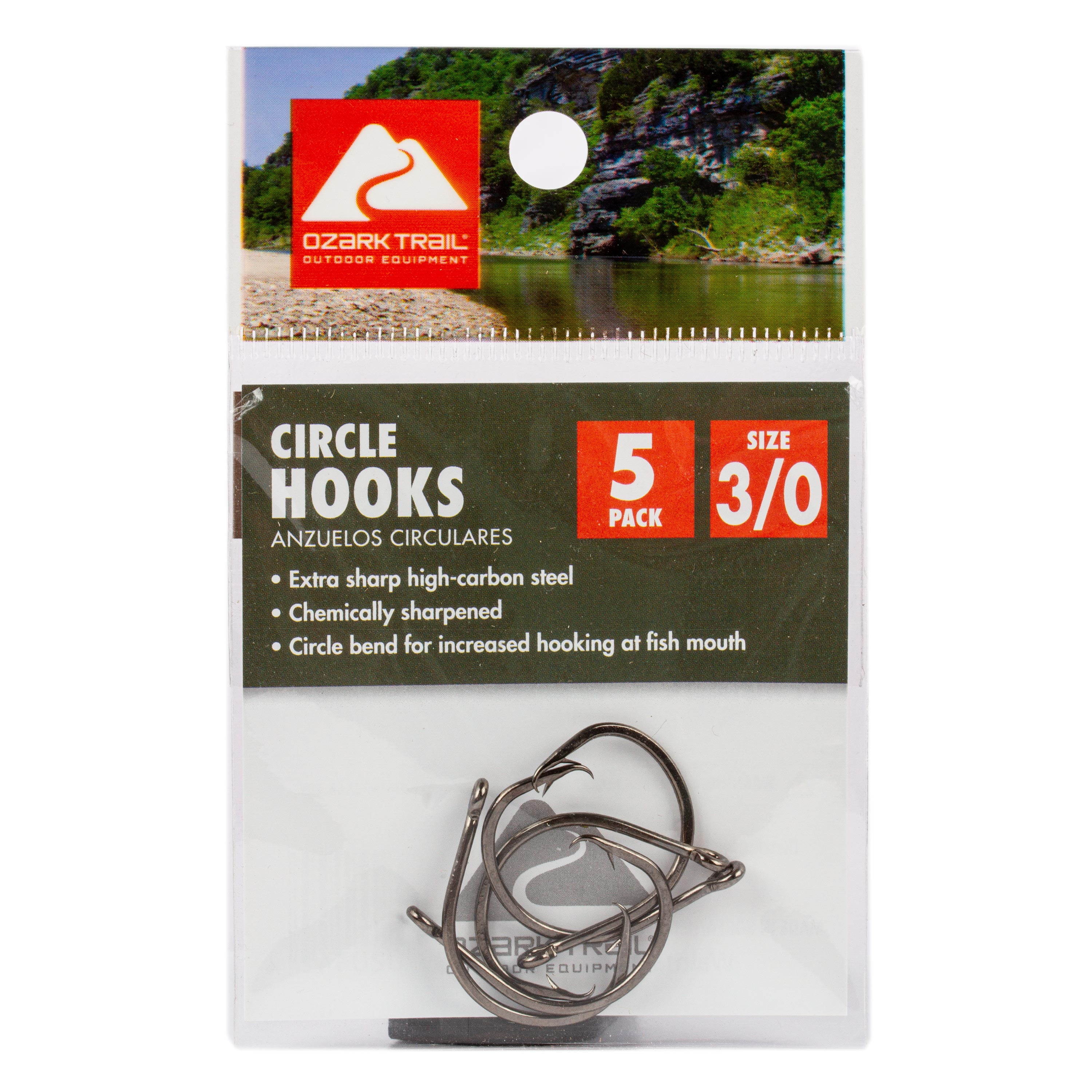 Ozark Trail 3/0 Premium High Carbon Steel Circle Hooks, 5 Count 
