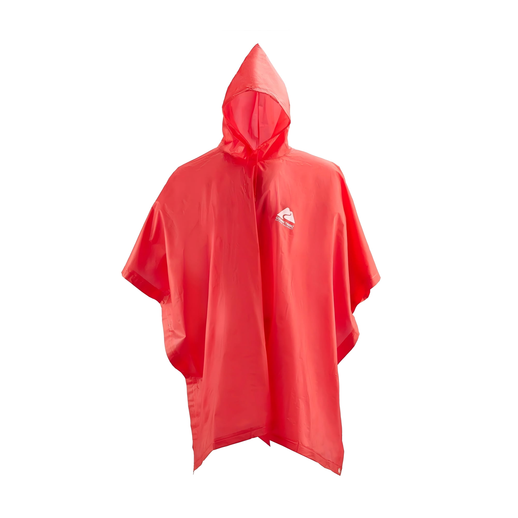 Ozark Trail Adult Poncho Raincoat 3/4 Sleeve for Men and Women, Red