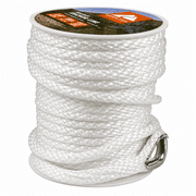 Ozark Trail 3/8 in x 100 ft Braided Anchor Line with Stainless Steel Snap Hook, 250 lb Working Load Limit, White