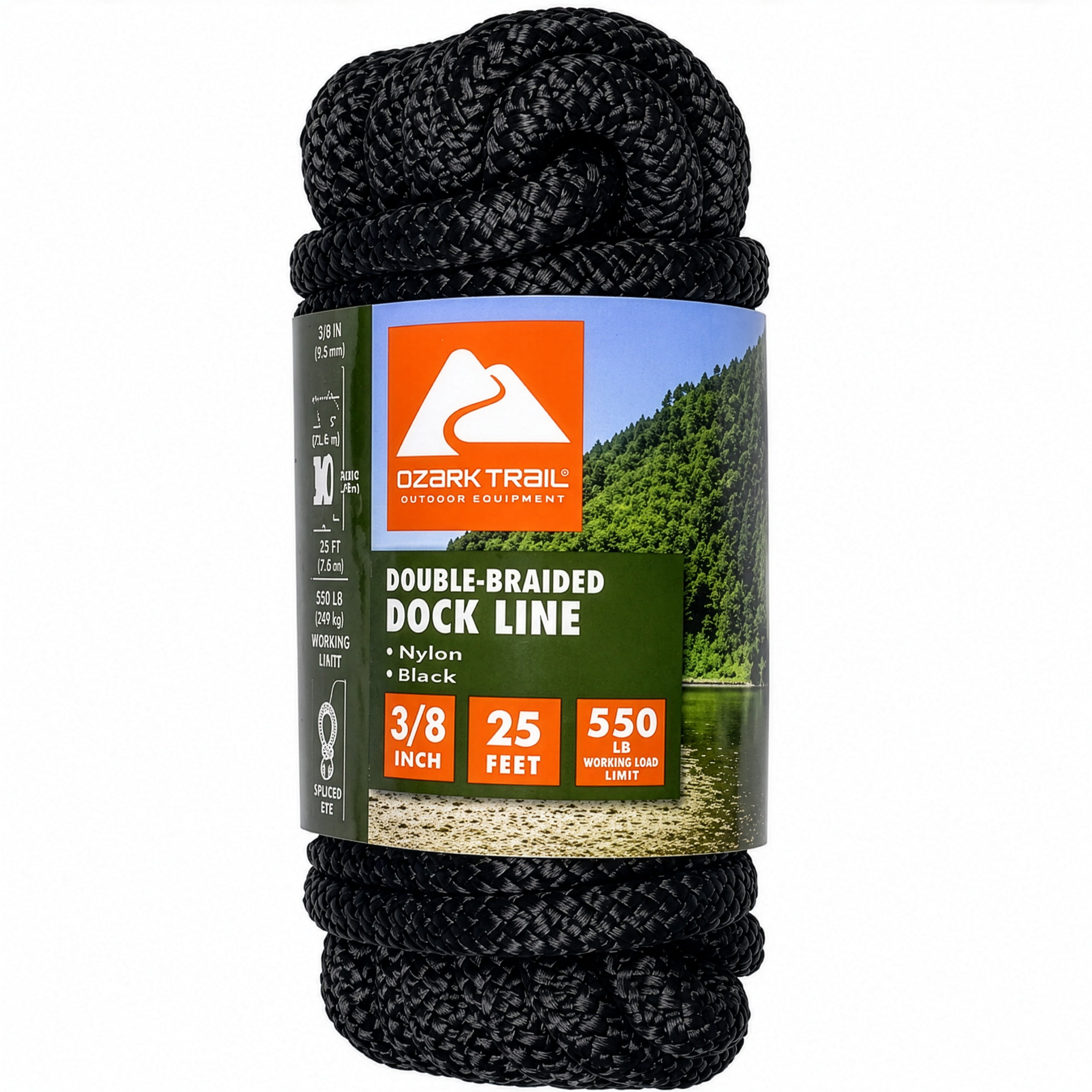 Wlmart Signs Ozark Trail Double-Braided Nylon Marine Dock Line, 3/8 in x 25 ft, Up ...