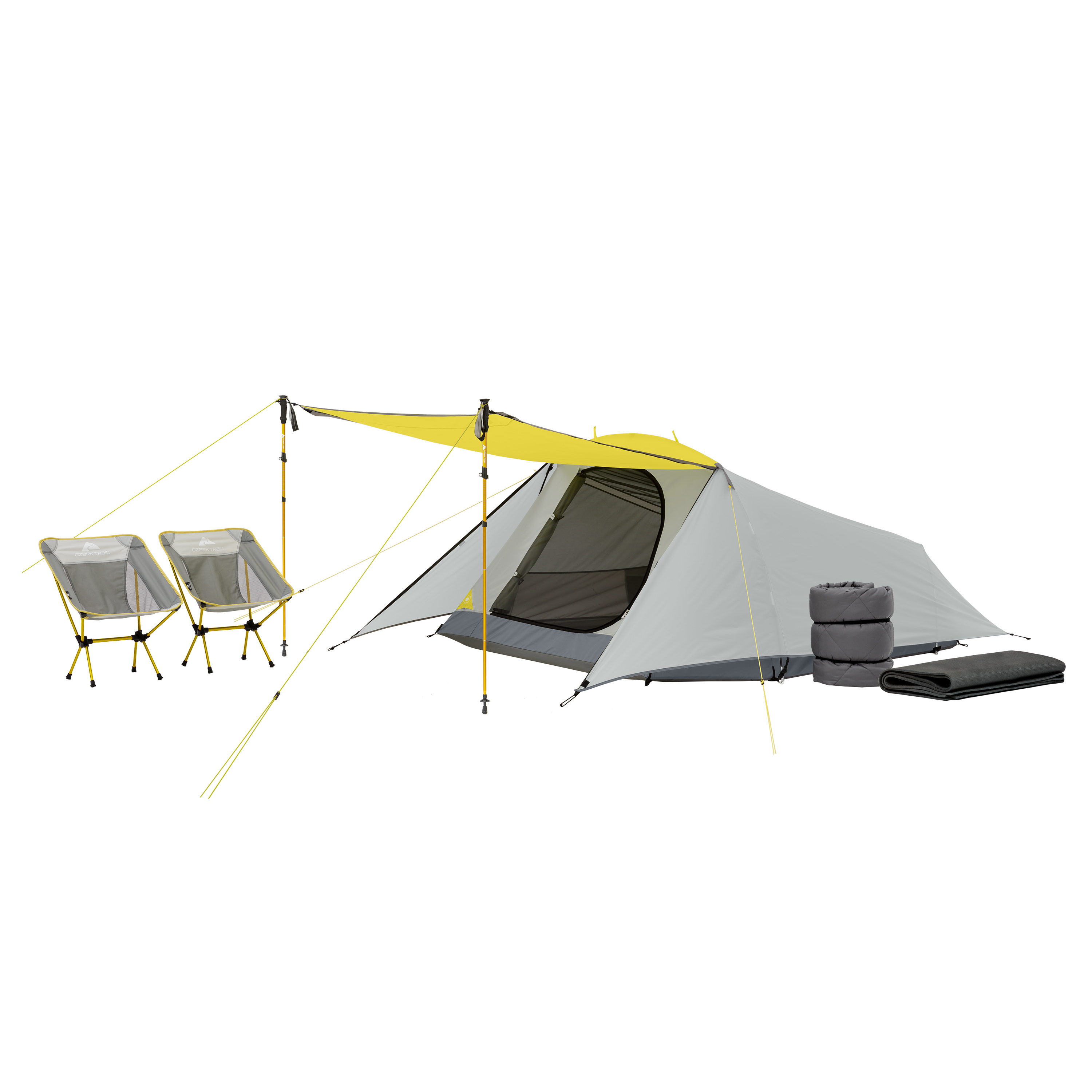 Ozark Trail 3-Person 16pc Camping Combo, Dome Tent with Rainfly, Trekking poles, Sleeping Bag, Sleeping Pad and Low-Back Chairs - image 1 of 12