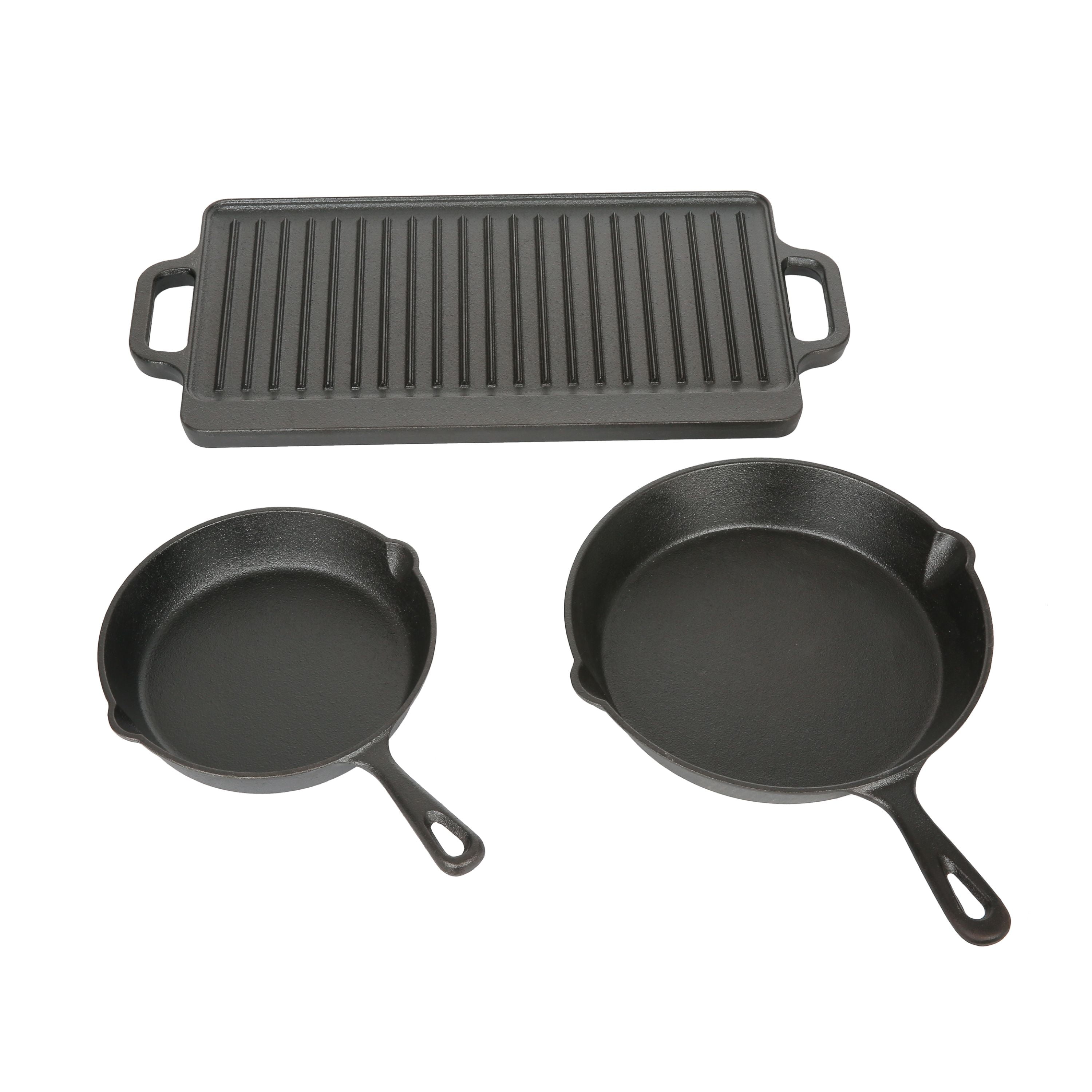 Jim Beam Cast Iron Skillet Set 3 Piece Grill Oven Camping NIP