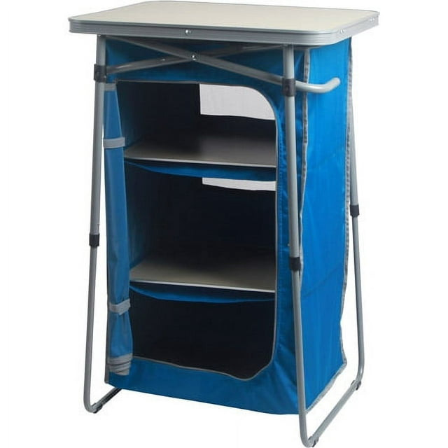 Ozark Trail 3-Shelf Collapsible Cabinet with Table Top, Blue, 23"L x 19"W