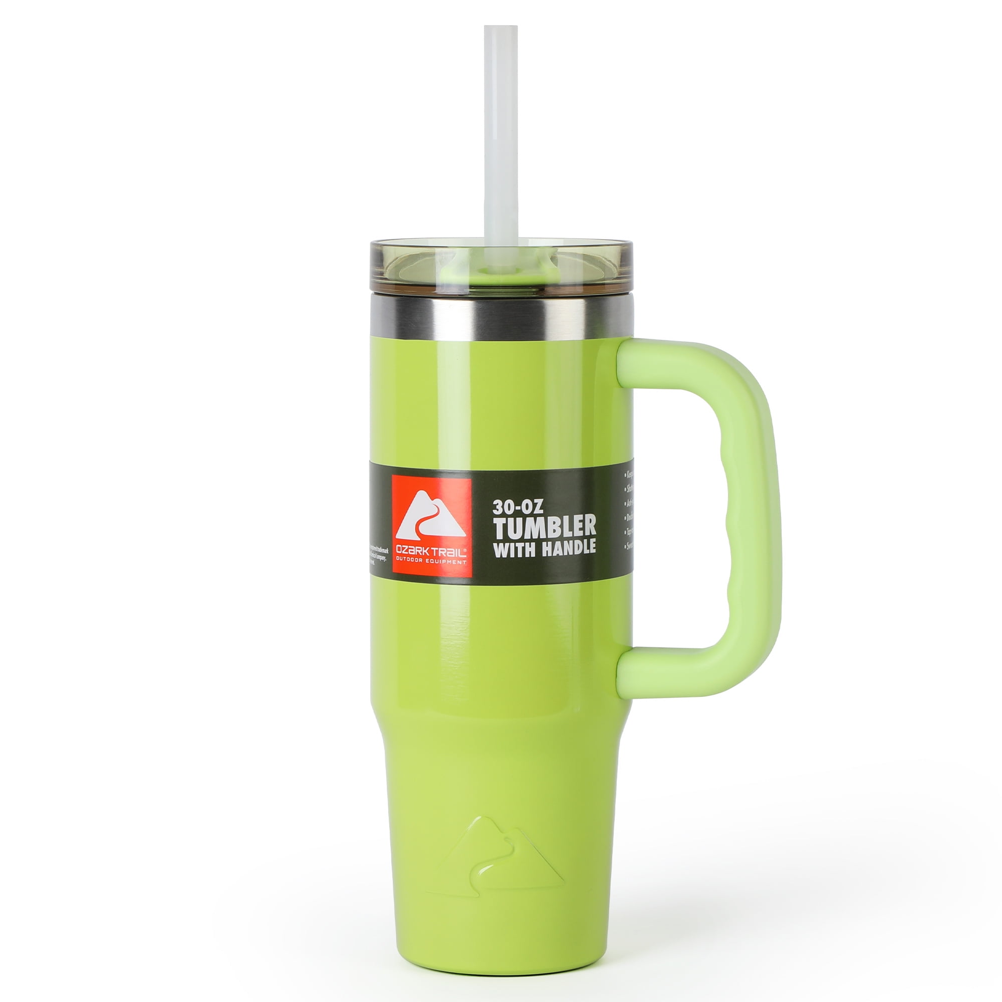 Ozark Trail 30 oz Stainless Steel Insulated Tumbler with Handle, Sonic Lime Green