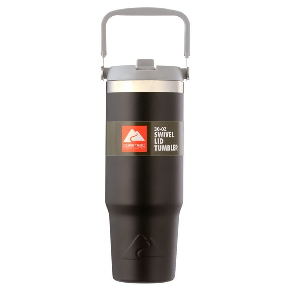 Ozark Trail 30 oz Insulated Stainless Steel Tumbler with Swivel Handle, Black
