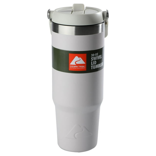 Ozark Trail 30 oz Insulated Stainless Steel Tumbler with Swivel Handle, Tan