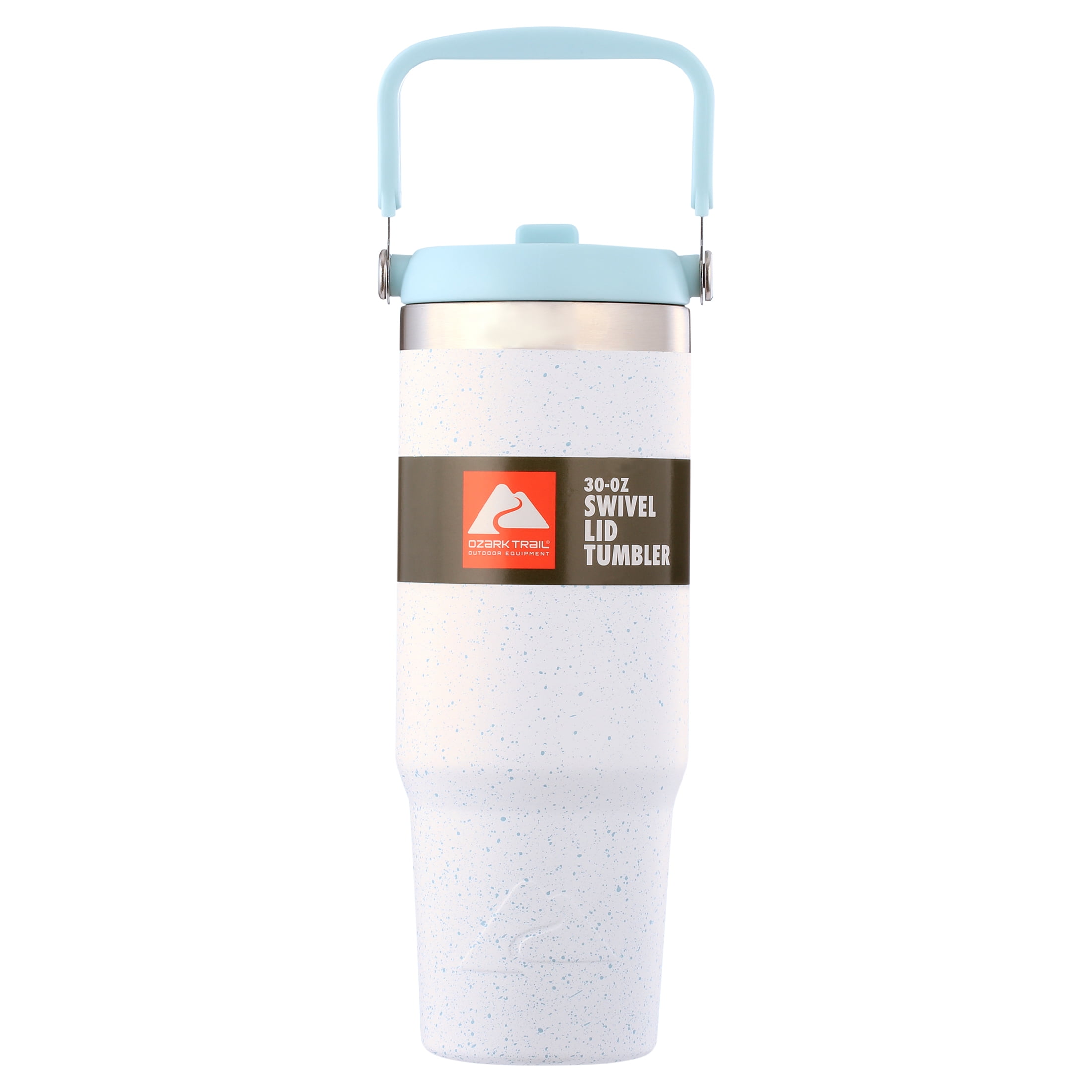 Ozark Trail 30 oz Insulated Stainless Steel Tumbler with Swivel Handle, White Speckled