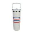 thumbnail interactive-video image 1 of Ozark Trail 30 oz Swivel Tumbler, White with Red/Blue Stripes, 1 of 9
