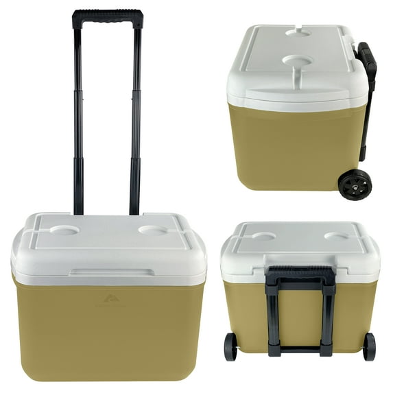 Ozark Trail 30 Quart Capacity Hard Side Wheeled Cooler, 42-Can, Gold